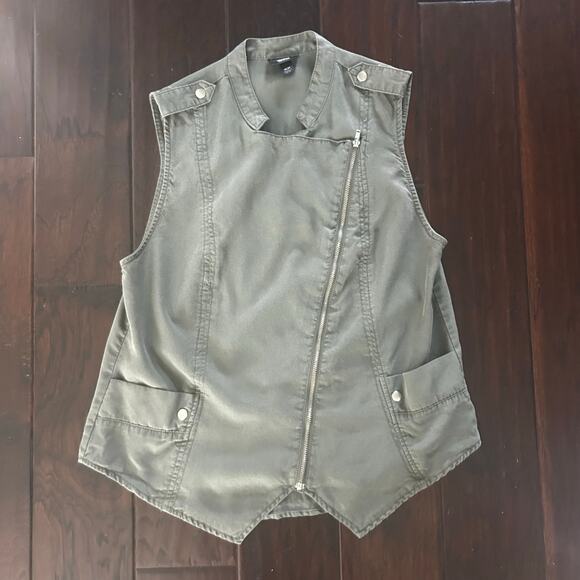 2000's Army Green Utility Military style Sleeveless shirt Full zip front closure - Picture 1 of 6